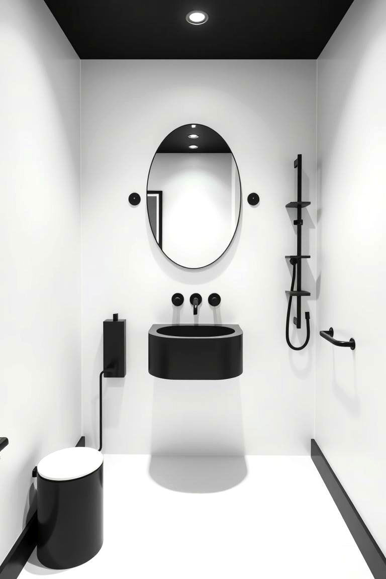 Monochrome Minimalism - 24 Black and White Powder Room Ideas