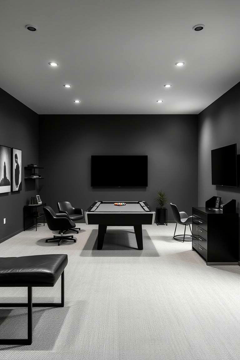 Monochrome Minimalism - 24 Game Room Paint Ideas