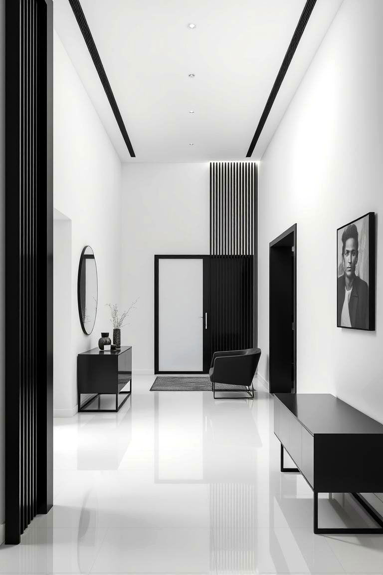 Monochrome Minimalism Entryway - 24 Black and White Entryway Design Ideas