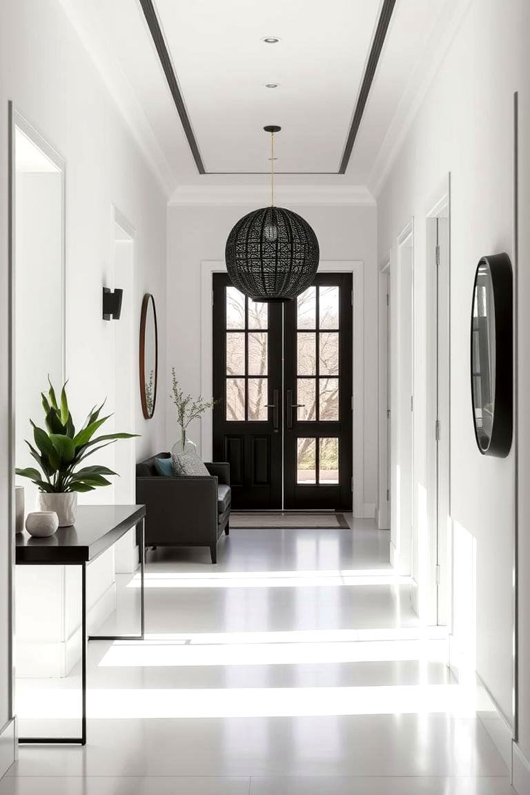 Monochrome Minimalism Hallway - 24 Black and White Hallway Ideas