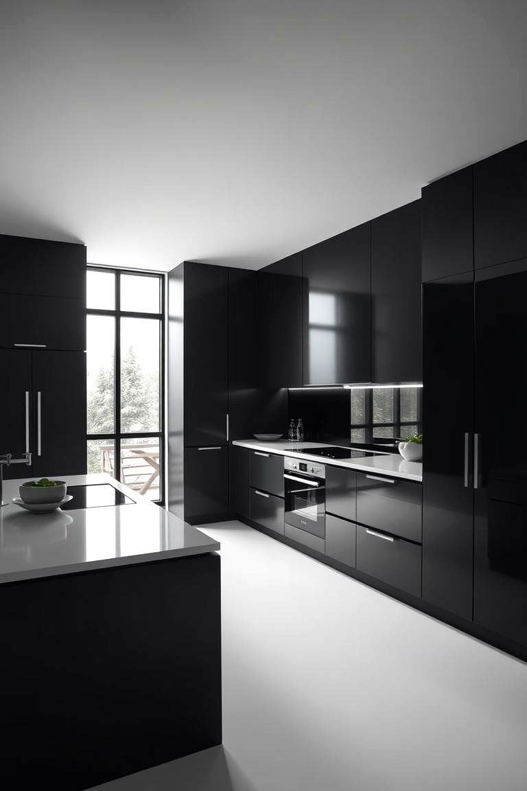 Monochrome Modern Kitchen - 24 Dark Kitchen Ideas