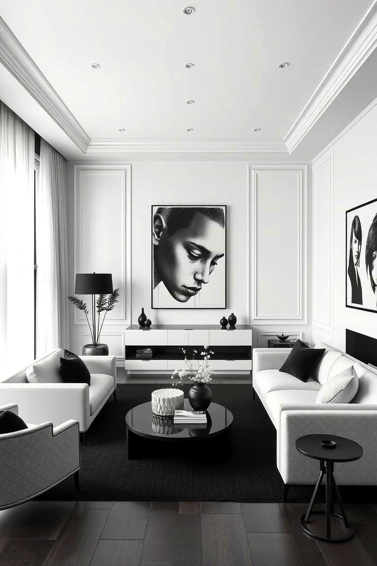 Monochrome Modern Parlor - 24 Parlor Room Ideas