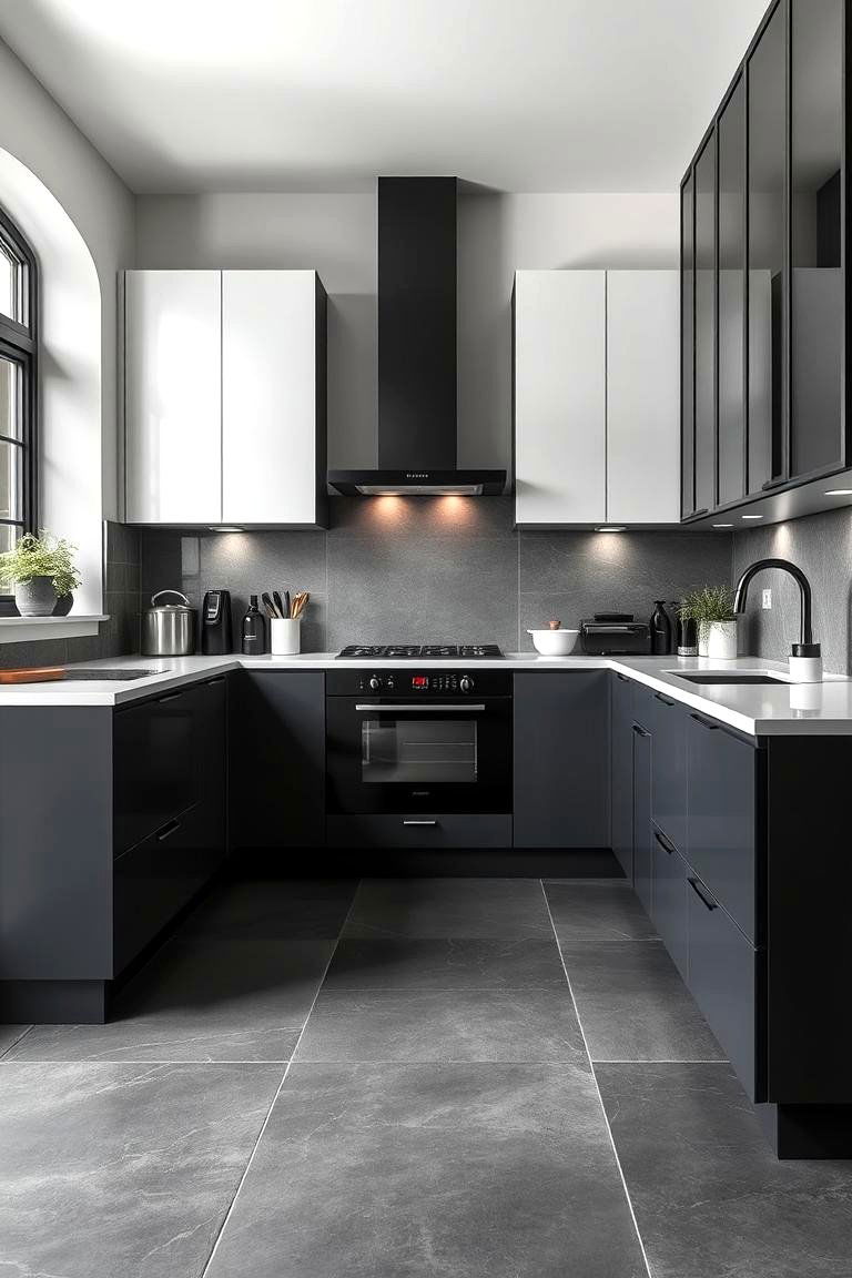 Monochrome Modern Style - 24 Kitchens With Slate Floors