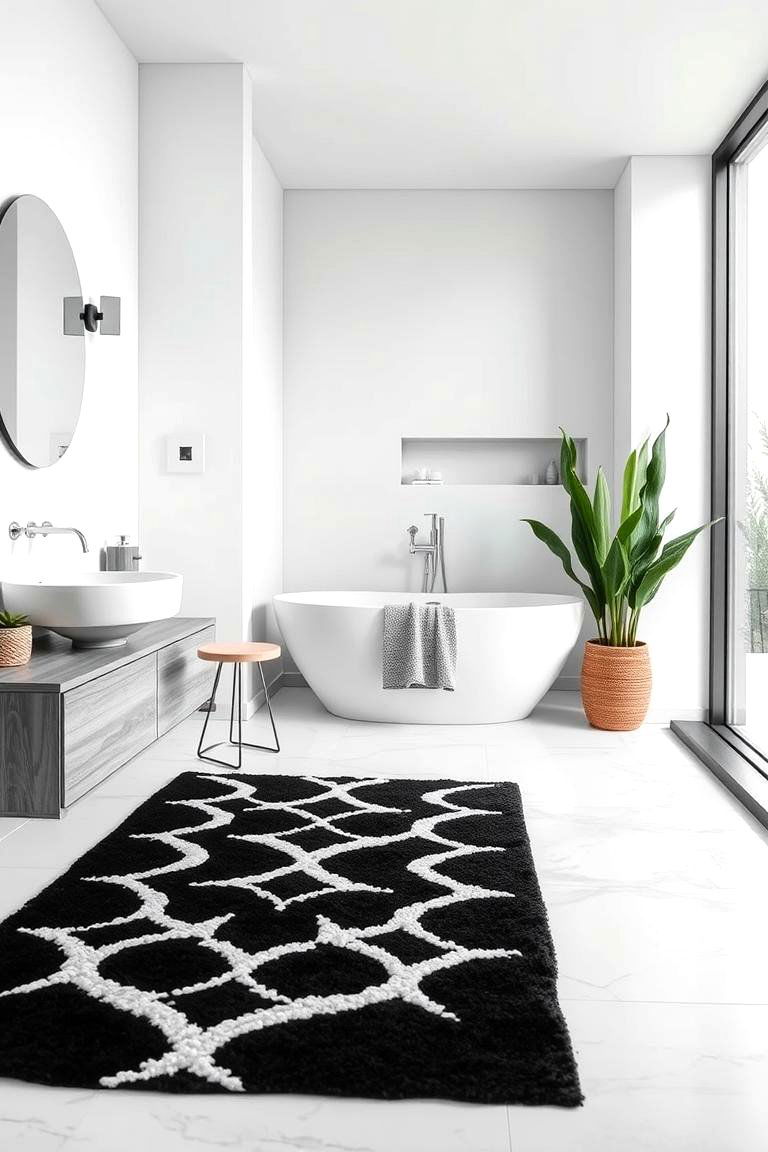 Monochrome Rugs for a Sleek Modern Look - 24 Bathroom Rug Ideas