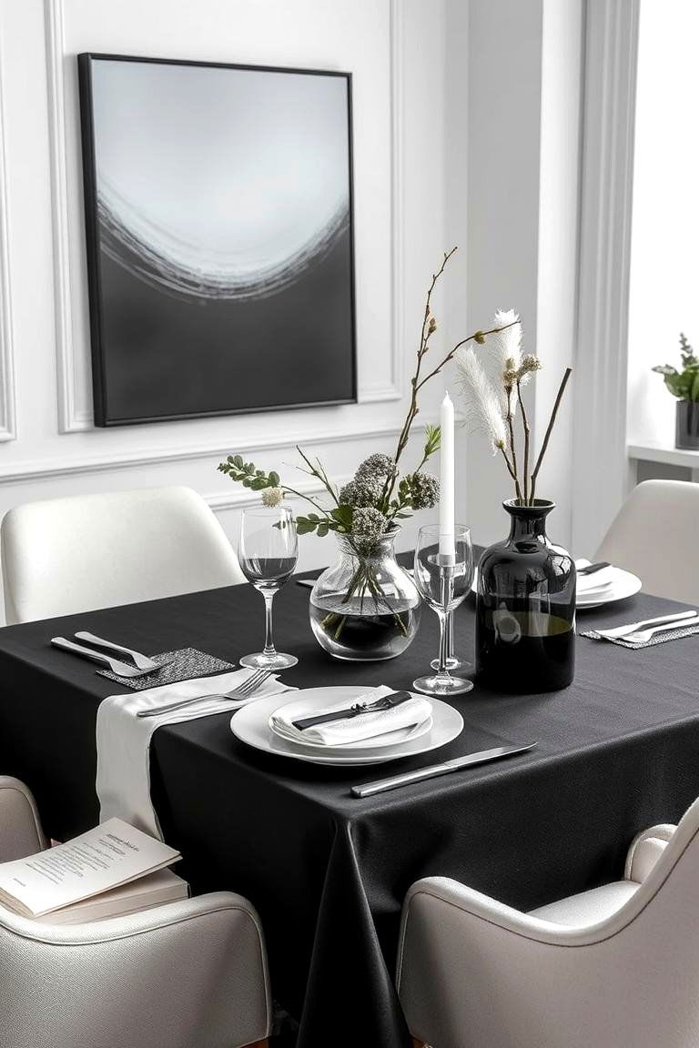 Monochrome Sophistication Table Setting - 24 Table Setting Ideas