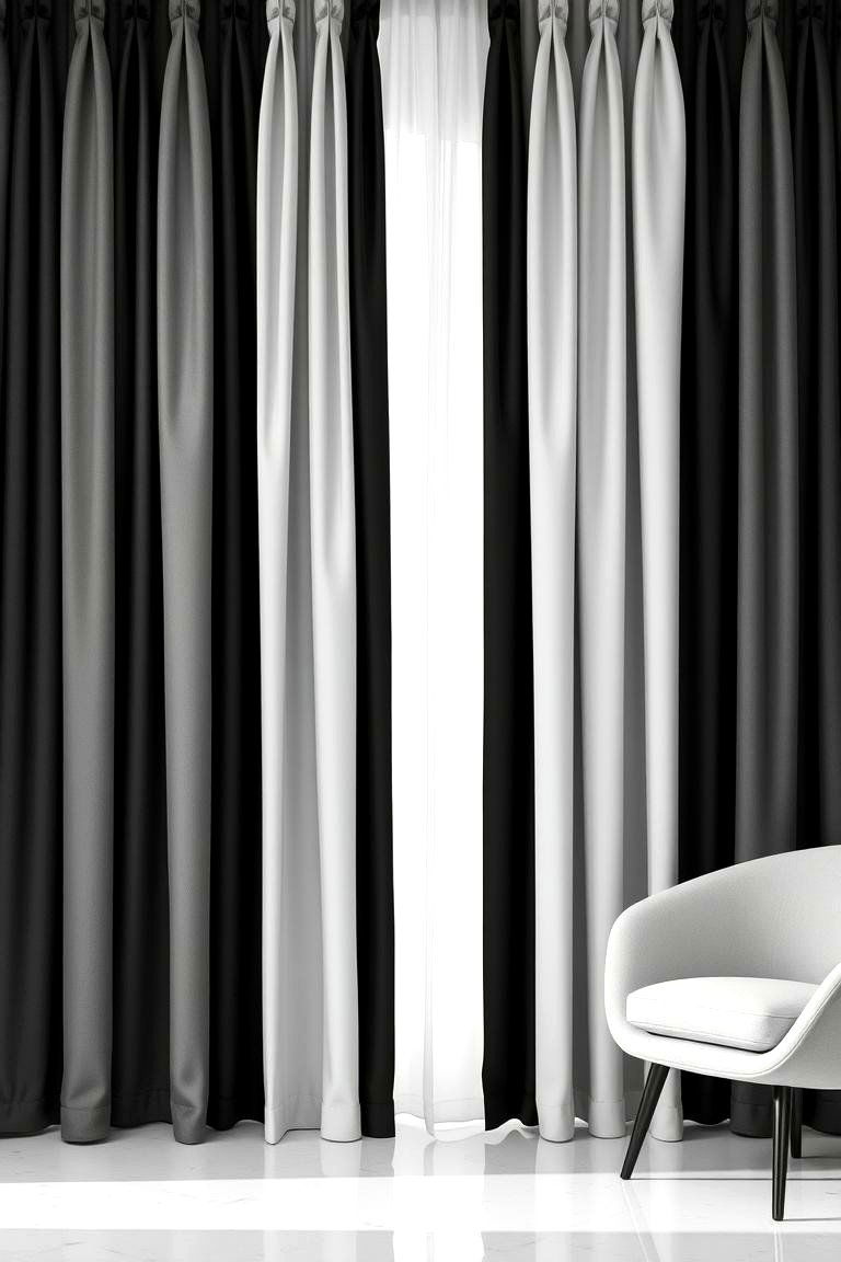 Monochrome Sophistication - 24 bathroom curtain ideas