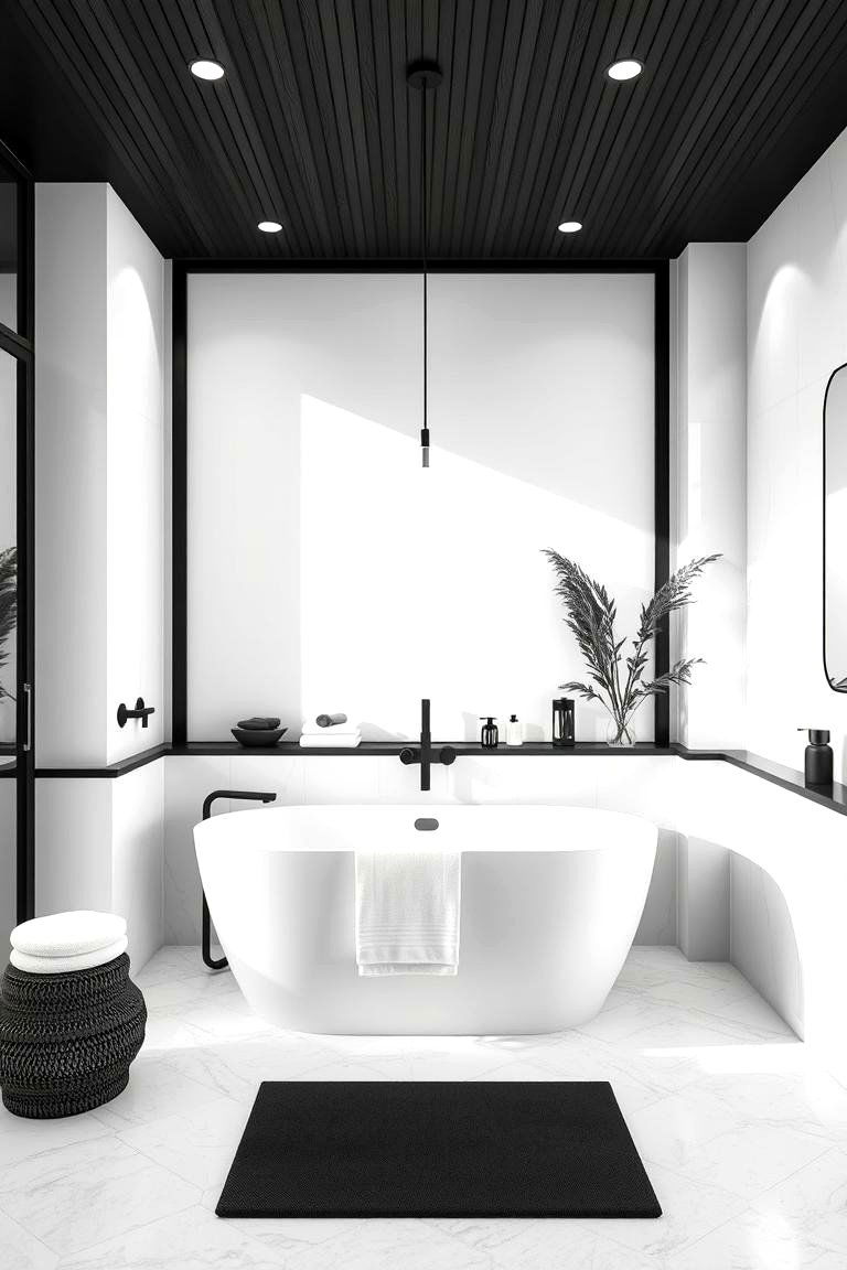 Monochrome Spa Inspired Retreat - 24 Black and White Bathroom Ideas