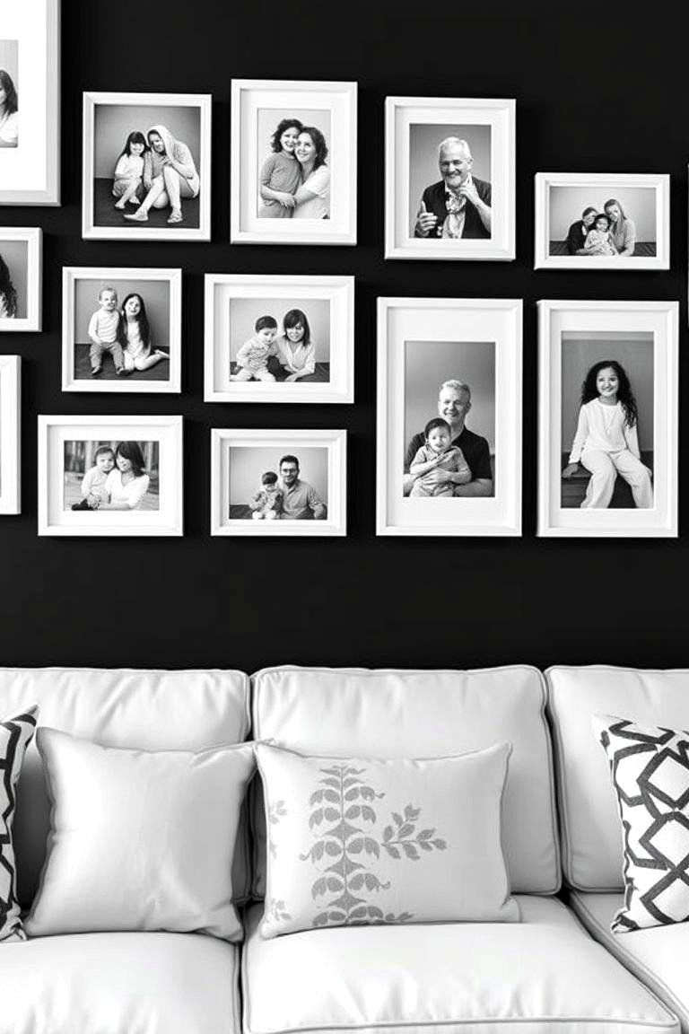 Monochrome Themed Family Picture Wall - 24 Family Picture Wall Ideas