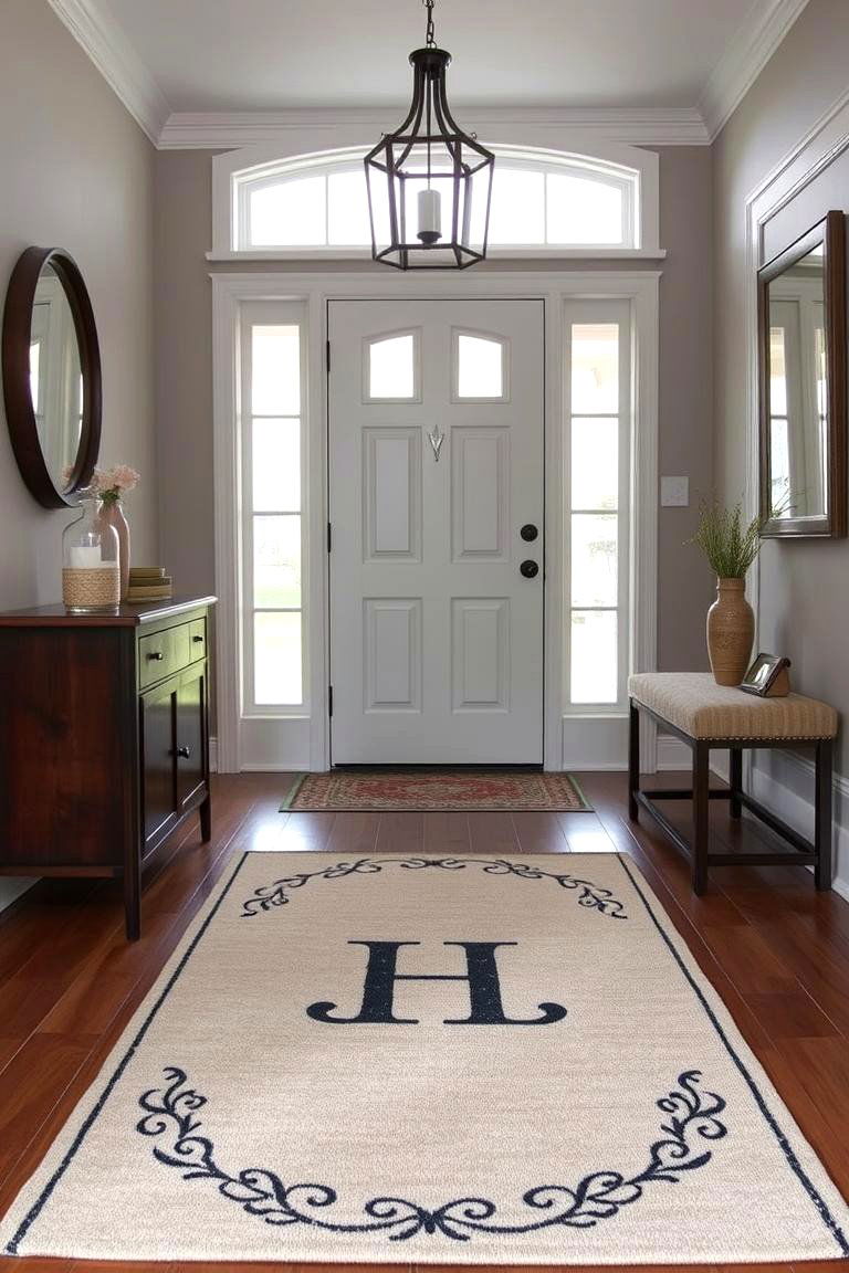 Monogrammed Entryway Rug - 24 Entryway Rug Ideas