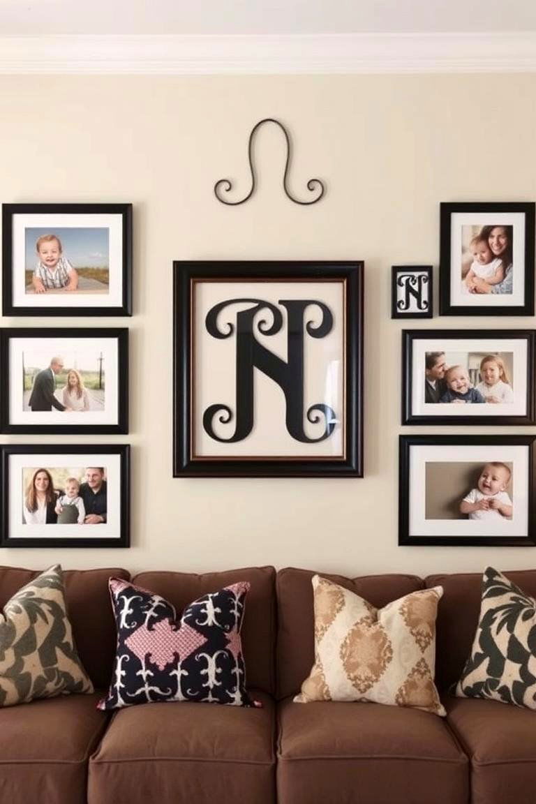 Monogrammed Family Photo Wall - 24 Family Picture Wall Ideas
