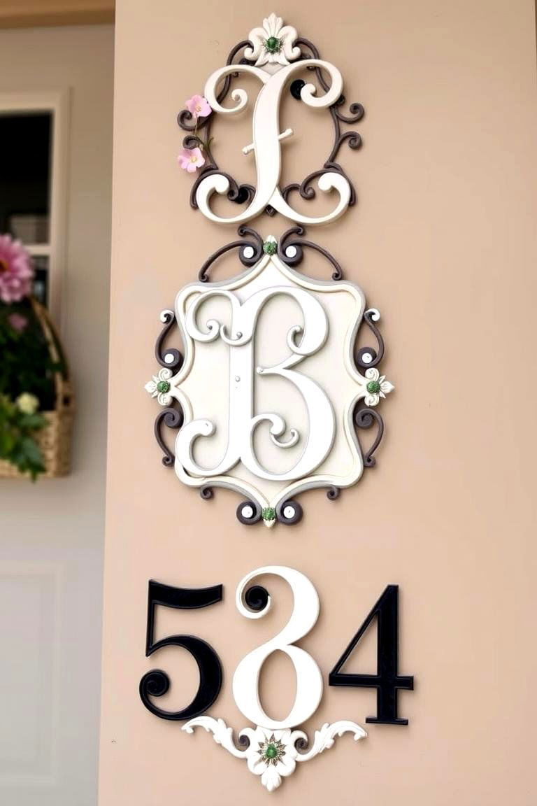 Monogrammed Numbers - 24 House Number Ideas