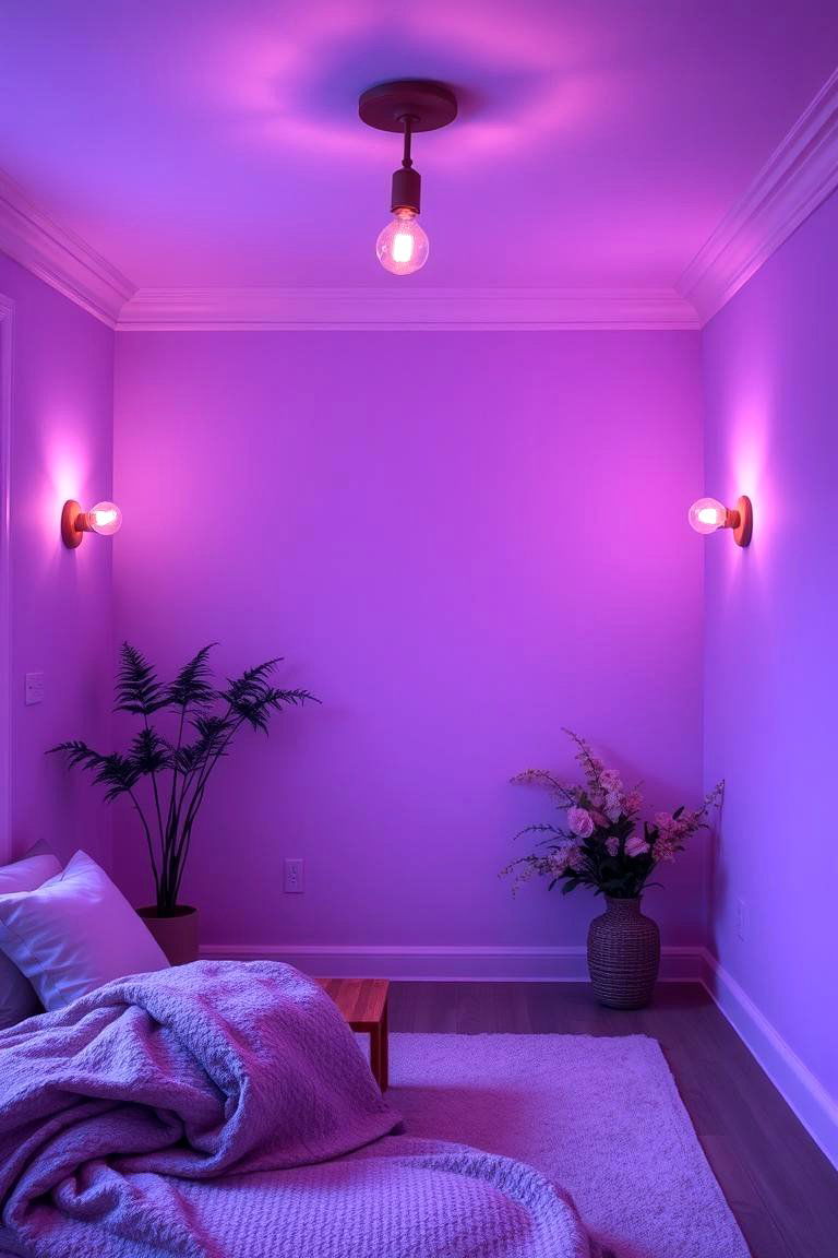 Mood Enhancing Lilac Lighting - 24 Lilac Bedroom Ideas