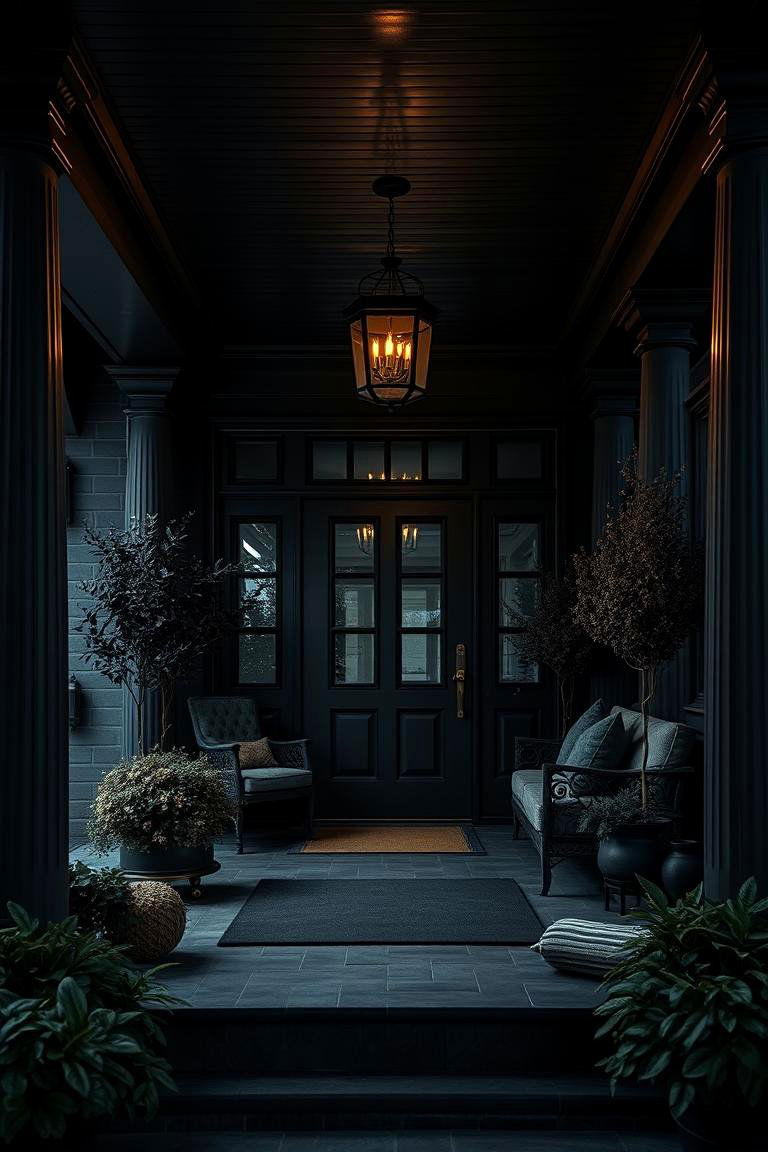 Moody Ambience Black Porch - 24 Black Porch Ideas