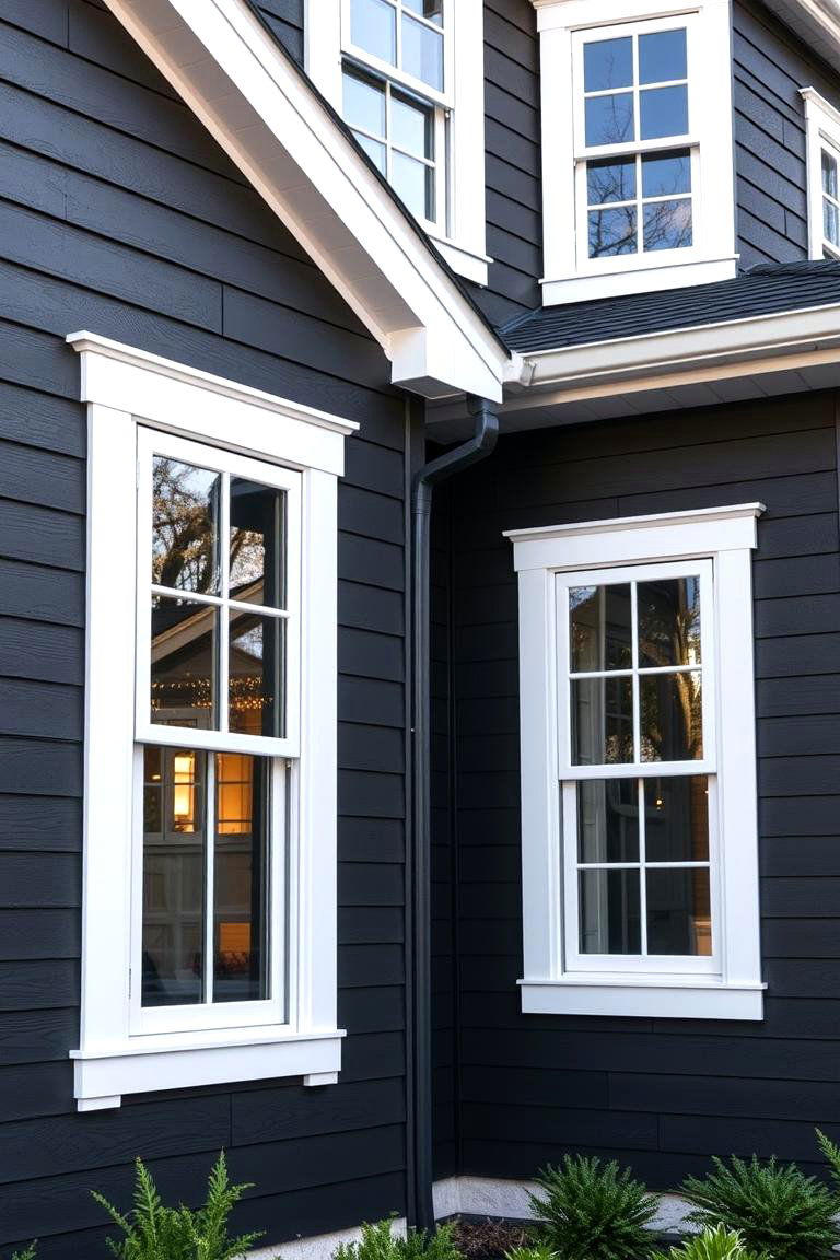 Moody Charcoal and White - 24 Exterior Garage Door Trim Ideas