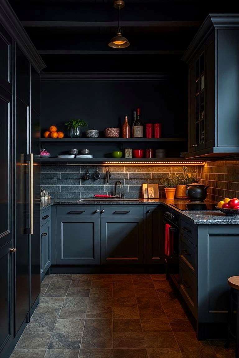 Moody Color Schemes - 24 Dirty Kitchen Ideas
