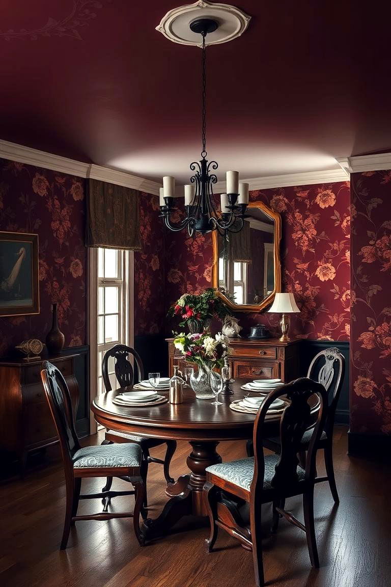 Moody Floral Wallpapers - 24 Moody Dining Room Ideas