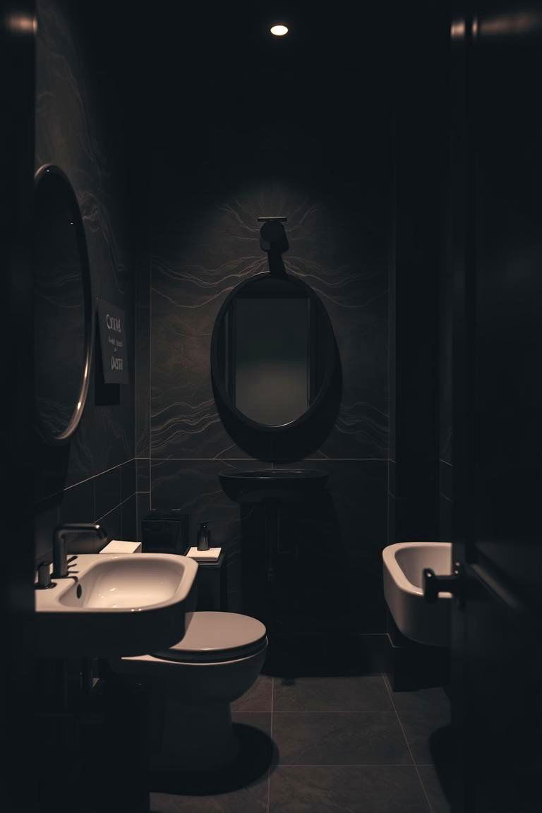 Moody Lighting in a Black Powder Room - 24 black powder room ideas