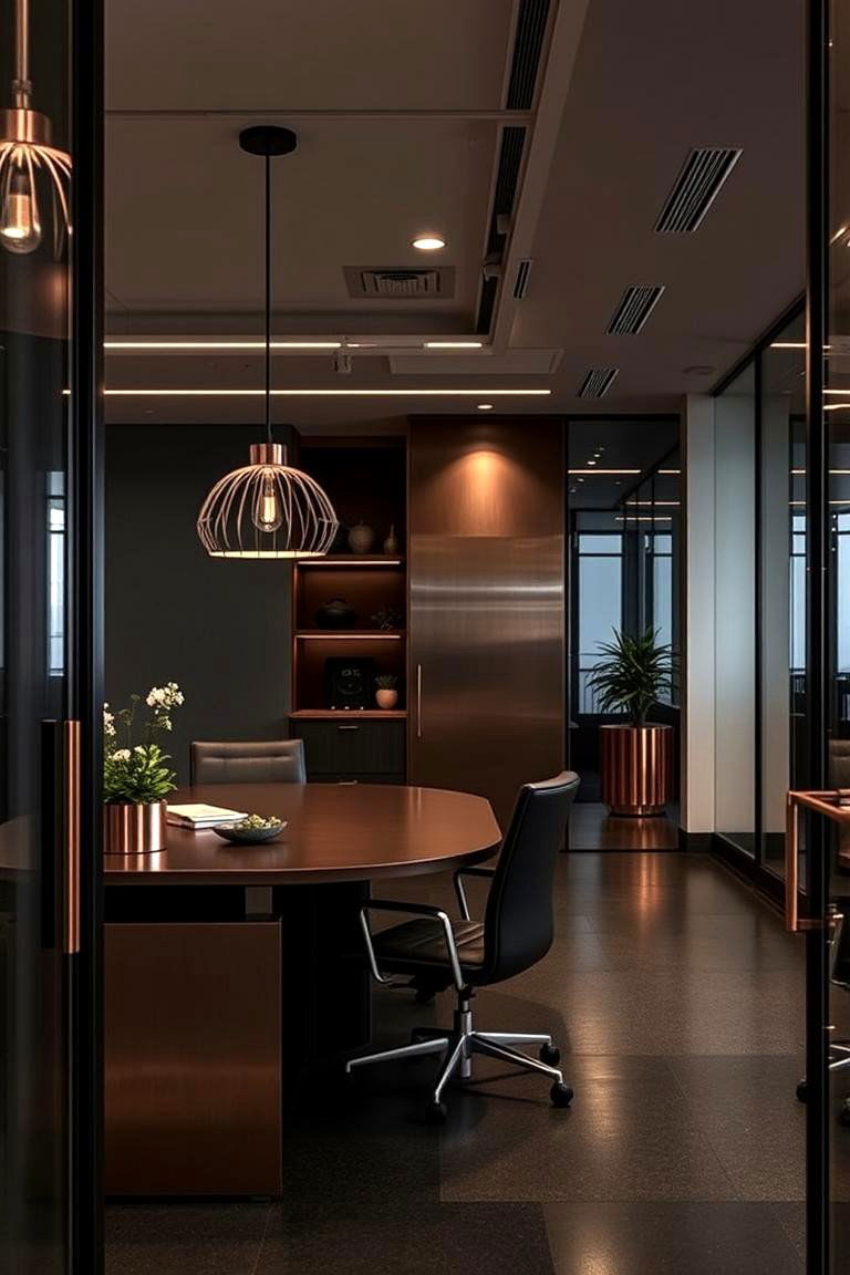 Moody Metallic Finishes - 24 dark home office design ideas