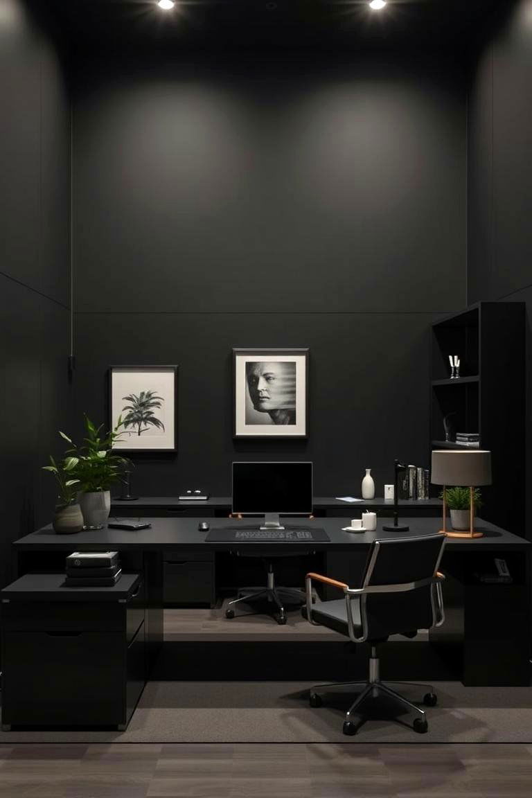Moody Minimalism - 24 dark home office design ideas