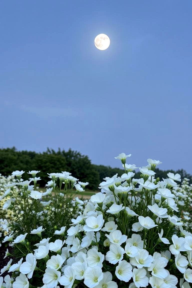 Moon Garden with White Blooms - 24 Round Garden Bed Ideas