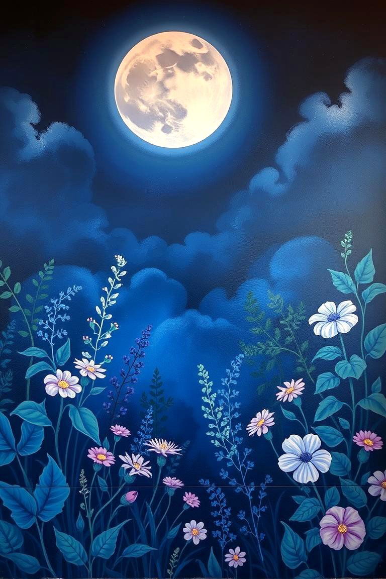 Moonlit Garden Mural - 24 Garden Mural Ideas