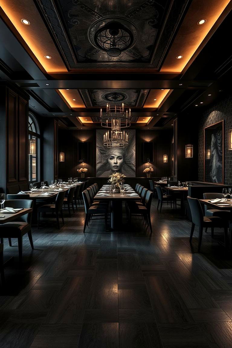 Moreover a Dramatic Impact with Blackened Wood - 24 dark wood floor dining room ideas