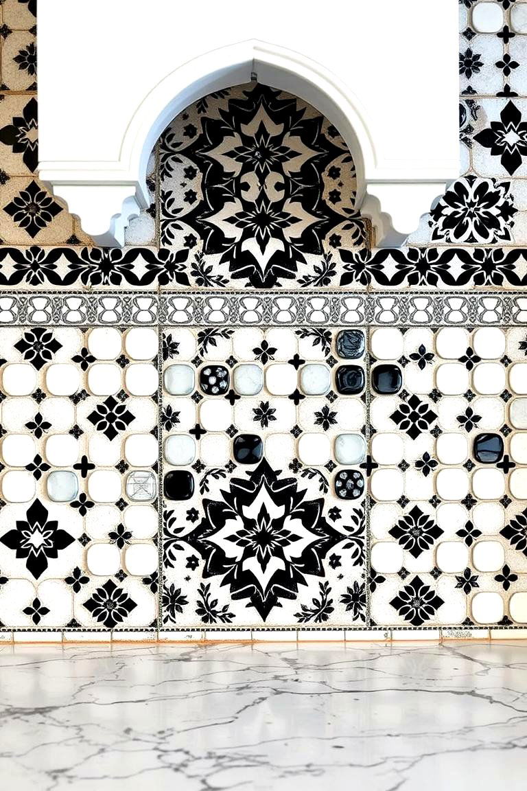 Moroccan Mosaic Magic - 24 Black and White Kitchen Backsplash Ideas