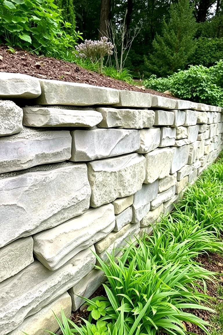 Mortared Stone Retaining Wall - 24 Natural Rock Retaining Wall Ideas
