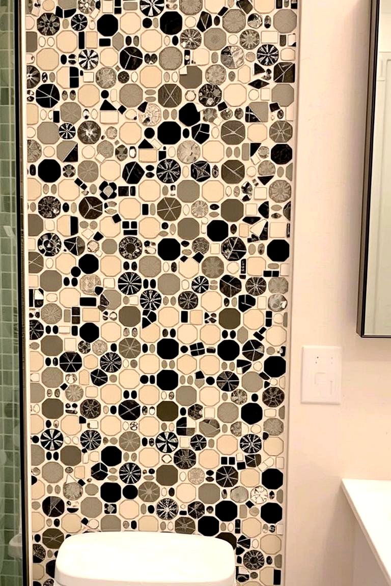 Mosaic Accent Tiles - 24 Black and White Bathroom Tile Ideas