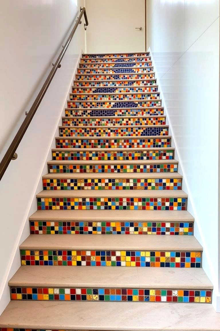 Mosaic Art Stair Risers - 24 Stair Riser Ideas