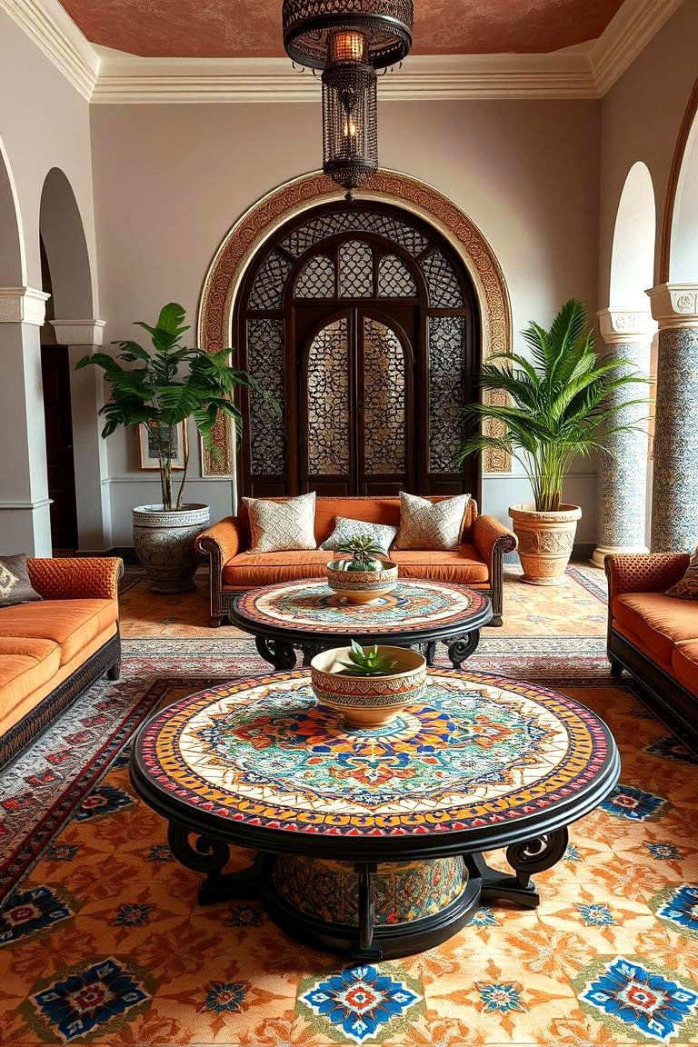 Mosaic Coffee Tables - 24 Mediterranean Living Room Ideas