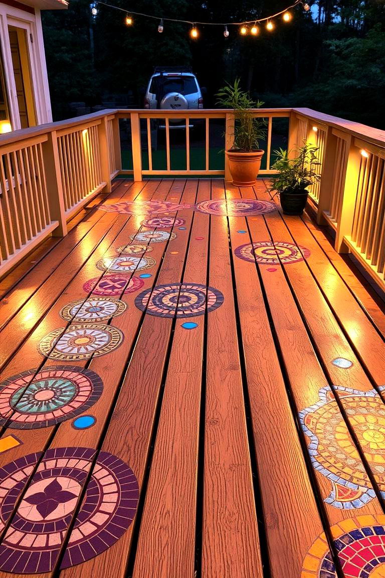 Mosaic Decking Creative Patterns - 24 Deck Flooring Ideas