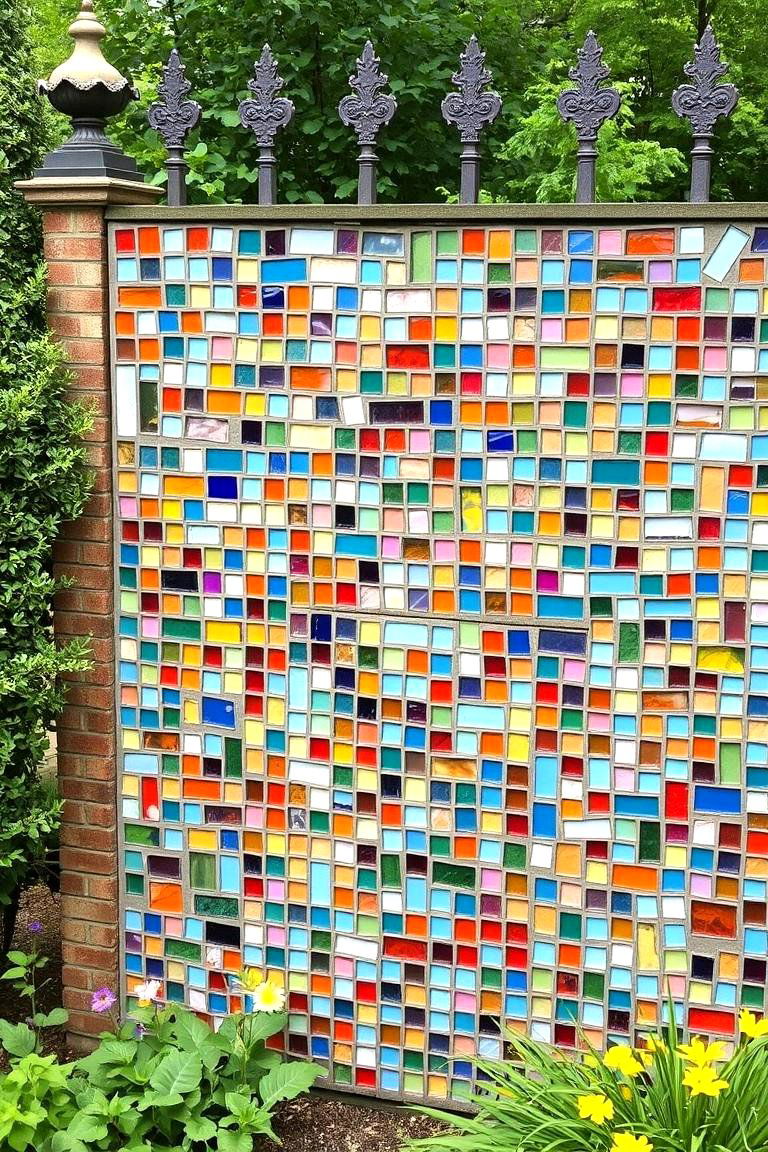 Mosaic Fence Panels - 24 Mosaic Garden Ideas