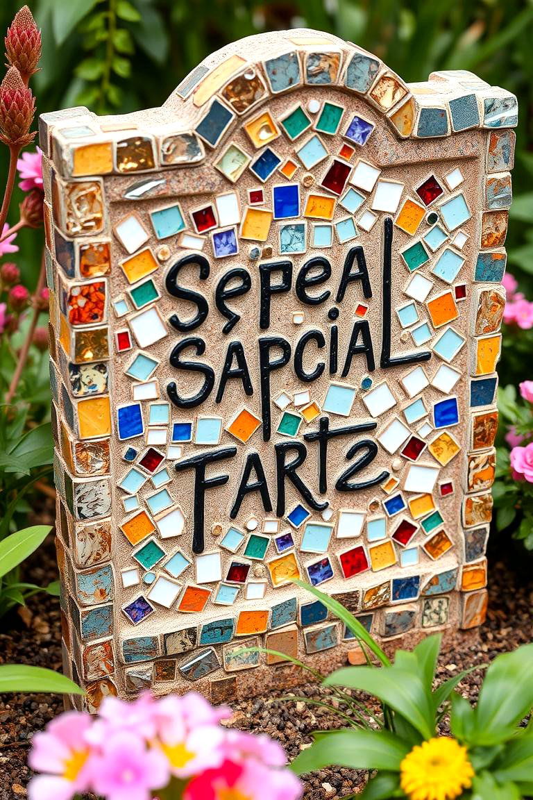 Mosaic Garden Sign - 24 Mosaic Garden Ideas
