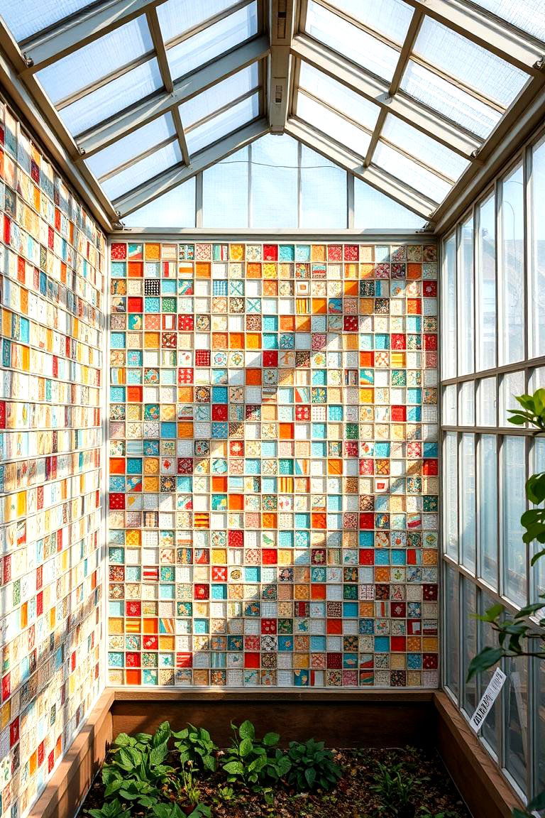 Mosaic Garden Tile Walls - 24 Greenhouse Decor Ideas
