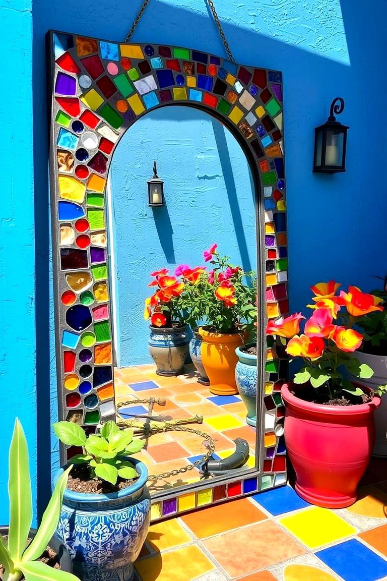 Mosaic Mirror - 24 Garden Mirror Ideas
