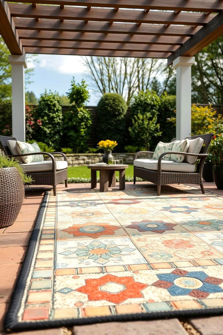 Mosaic Outdoor Rug - 24 Mosaic Garden Ideas
