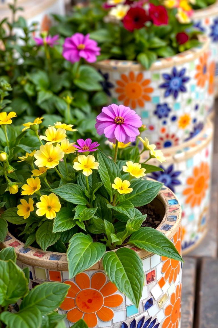 Mosaic Planter Pots - 24 Mosaic Garden Ideas
