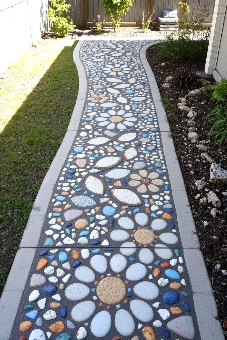 Mosaic Rock Pathway - 24 Rock Walkway Ideas