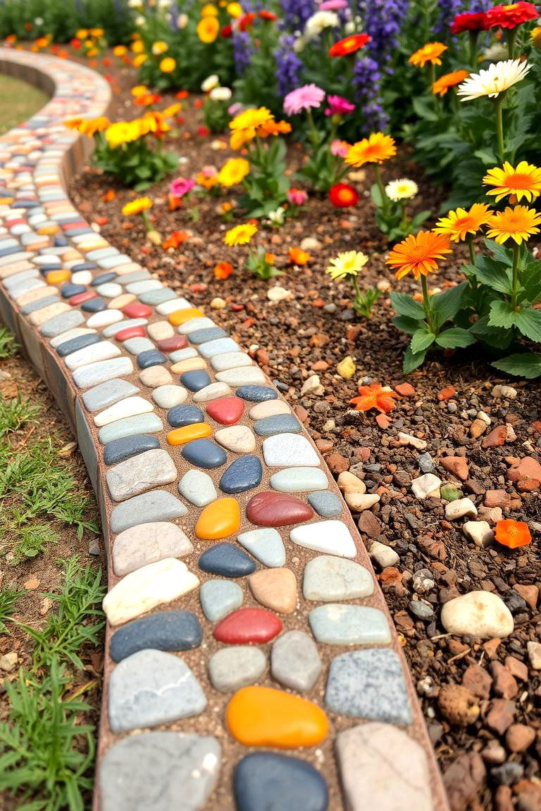 Mosaic Stone Edging - 24 Stone Garden Edging Ideas
