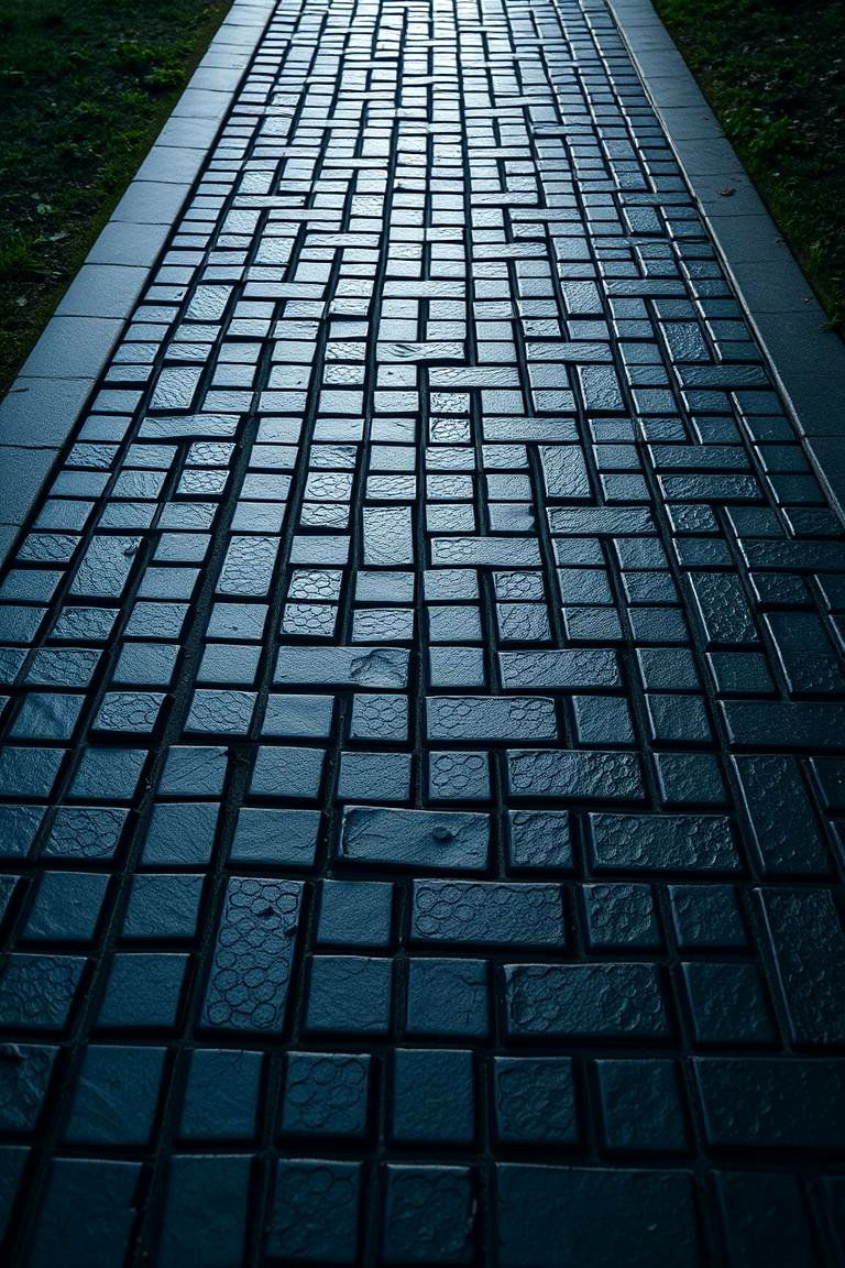 Mosaic Style Black Brick Walkway - 24 Black Brick Walkway Ideas