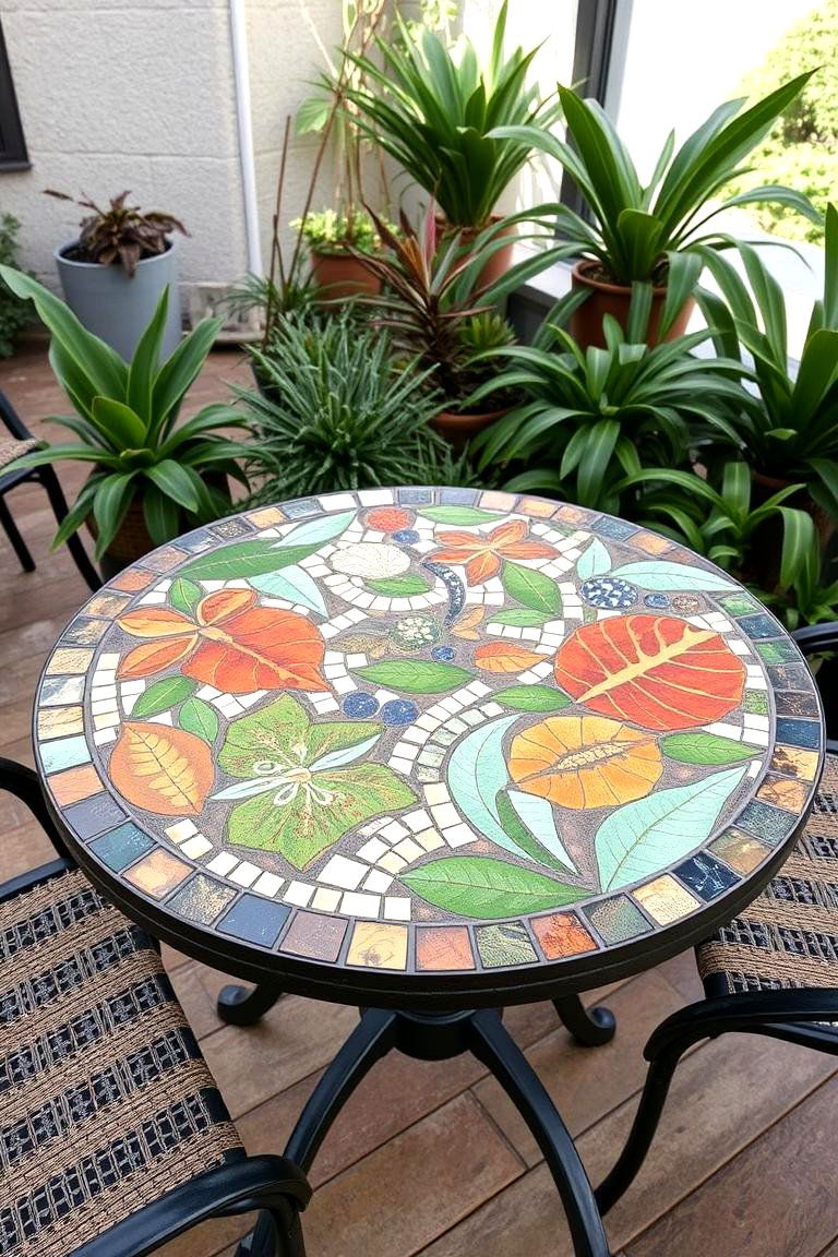 Mosaic Tabletop Centerpiece - 24 Mosaic Garden Ideas