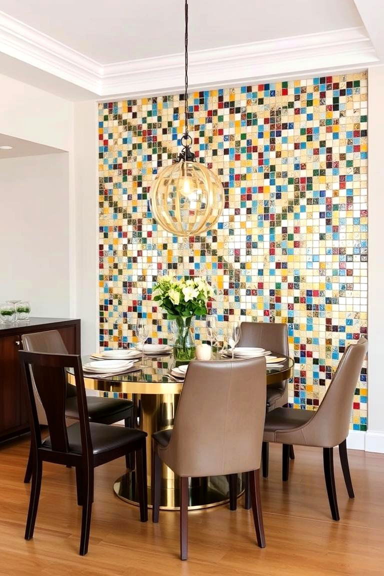 Mosaic Tile Accent Wall - 24 Dining Room Accent Wall Ideas