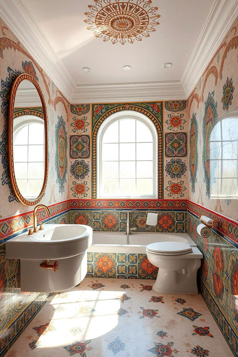 Mosaic Tile Accents for a Textured Finish - 24 Tuscan Bathroom Ideas
