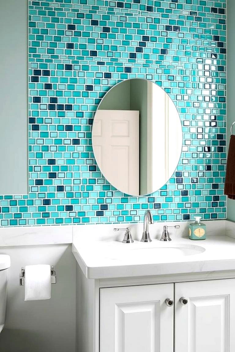 Mosaic Tile Accents - 24 Bathroom Wall Ideas