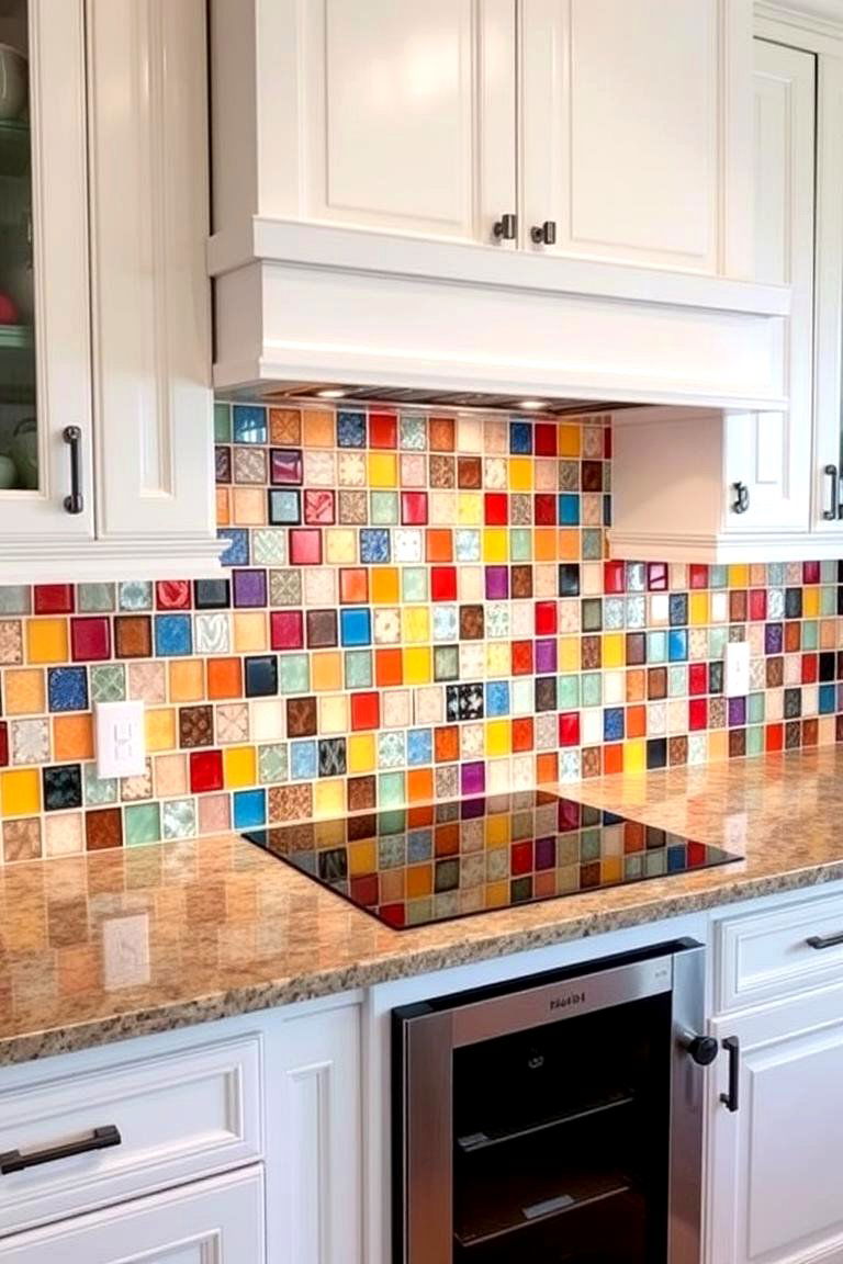 Mosaic Tile Art - 24 Backsplash Ideas for White Cabinets and Granite Countertops