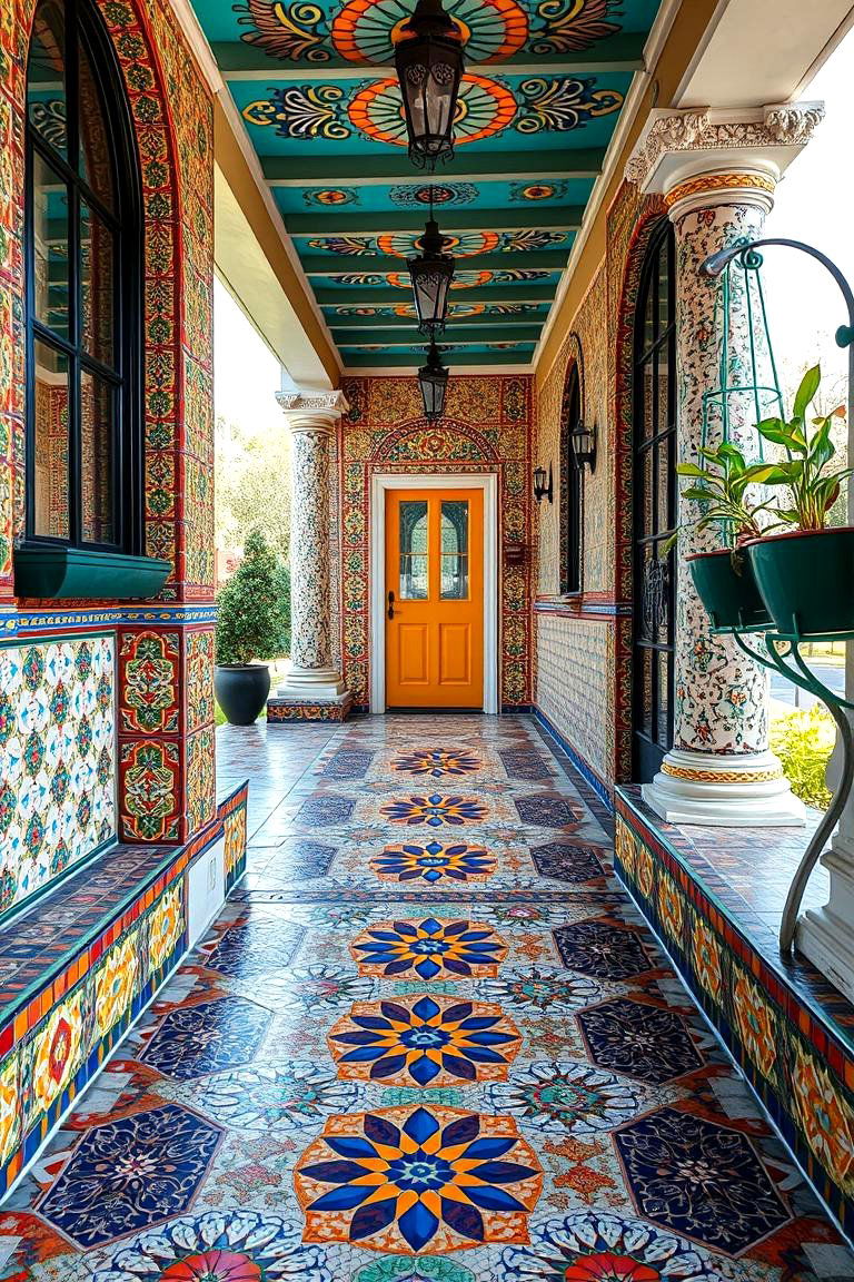 Mosaic Tile Designs - 24 Porch Flooring Options