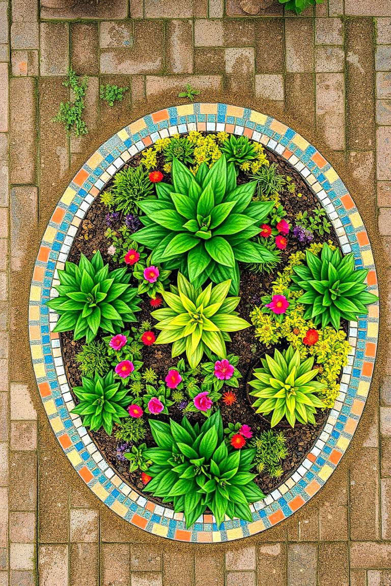 Mosaic Tile Edging - 24 Modern Garden Edging Ideas