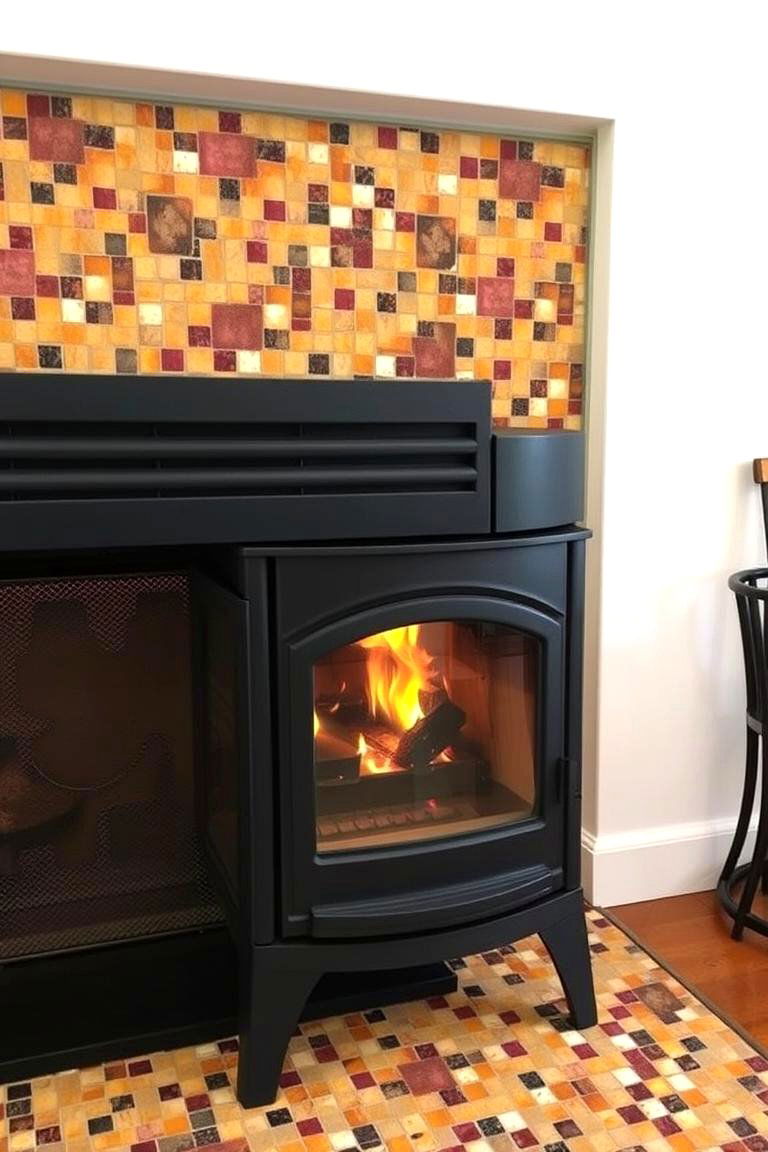 Mosaic Tile Masterpiece - 24 Wood Stove Surround Ideas