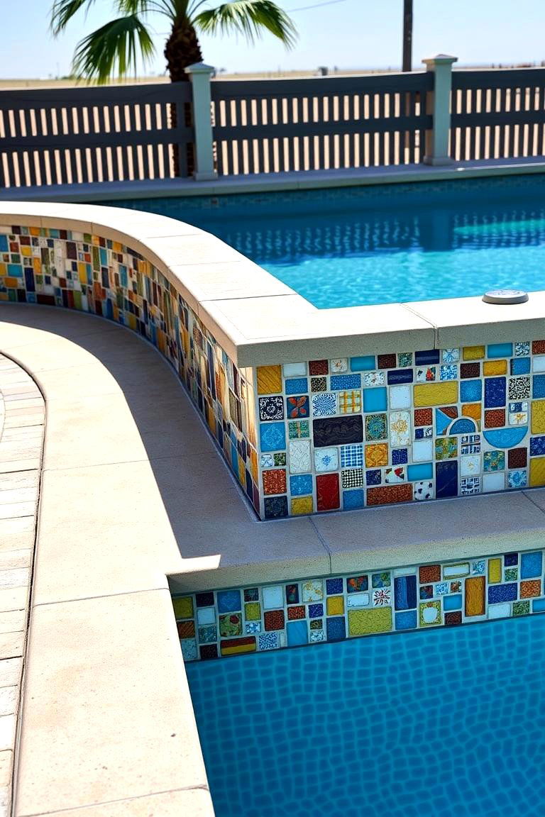 Mosaic Tile Railing - 24 Pool Deck Railing Ideas